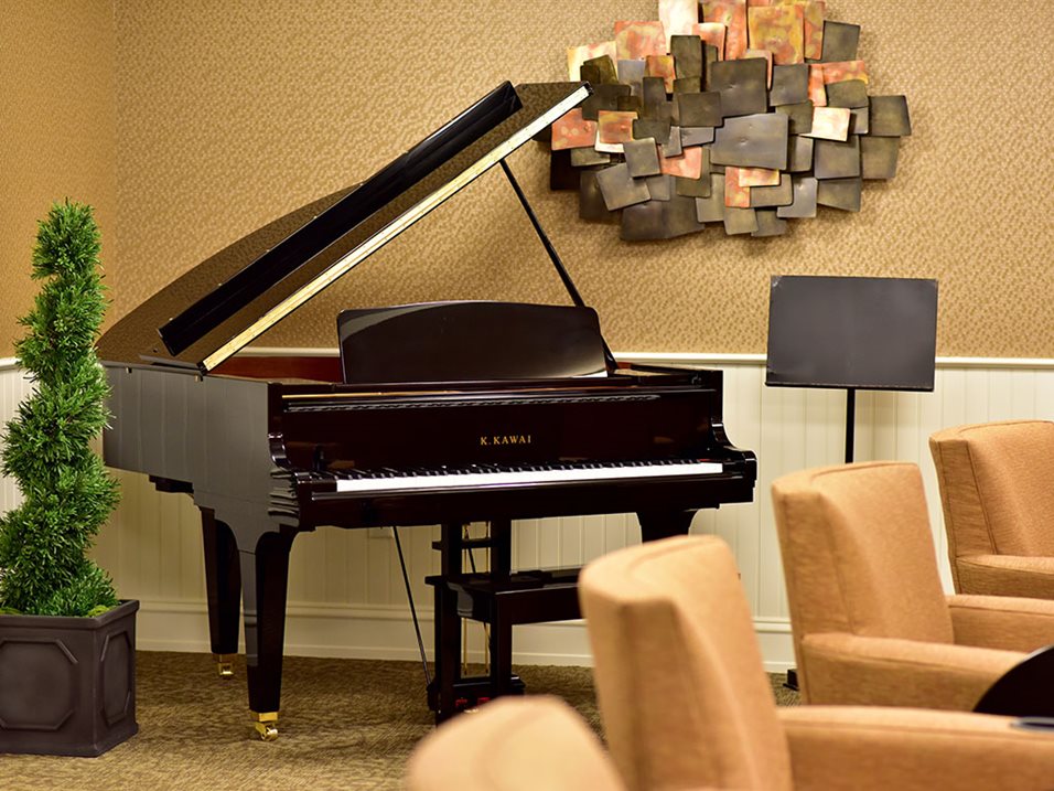 shot of piano in living area