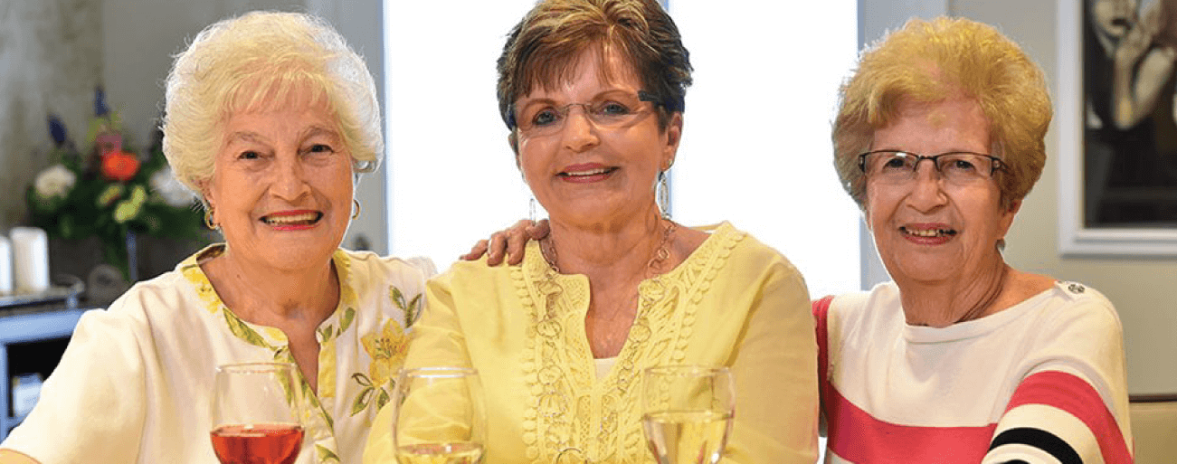 Senior women enjoying wine