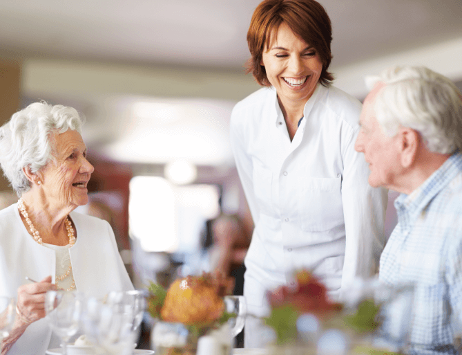 serving two seniors dinner